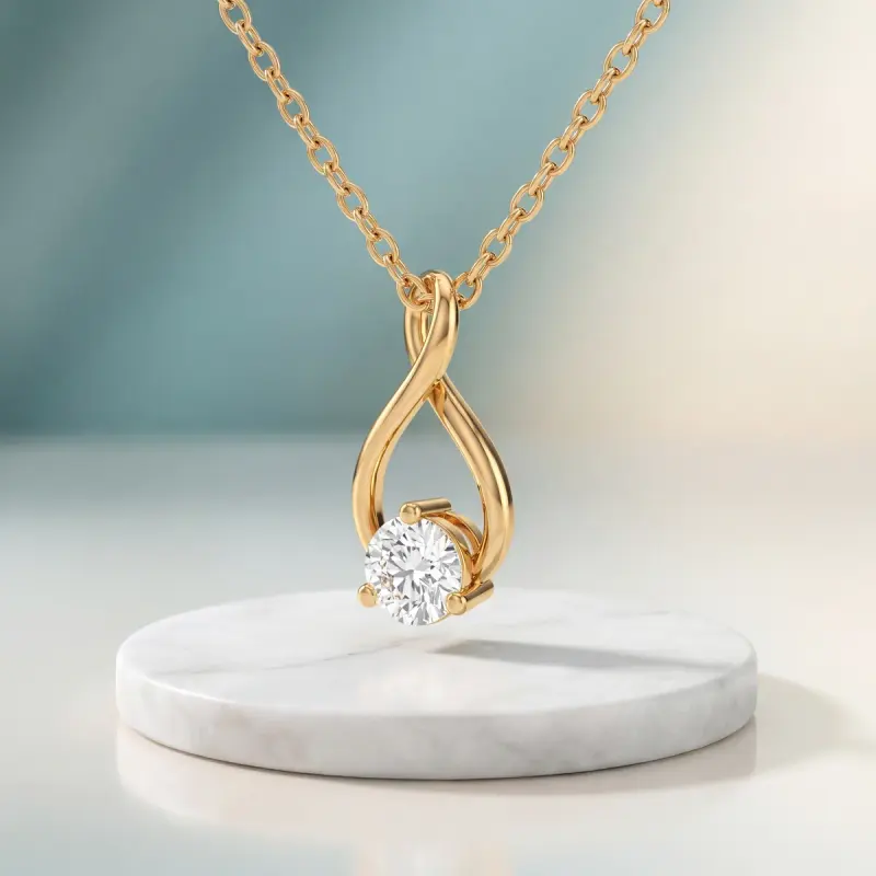 Round Lab-Grown Diamond Pendant, 1.75 ct — 14K yellow gold