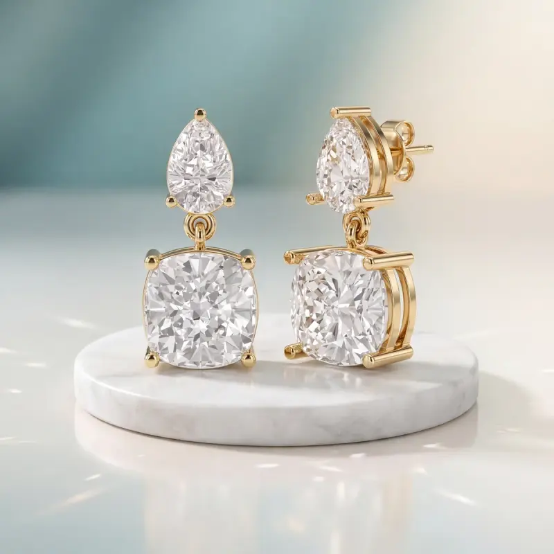 Pear Lab-Grown Diamond Earrings, 4.78 ct total — 14K yellow gold