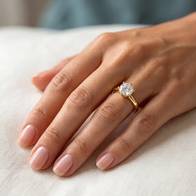 Round Lab-Grown Diamond Solitaire Ring, 2.00 ct — 14K yellow gold
