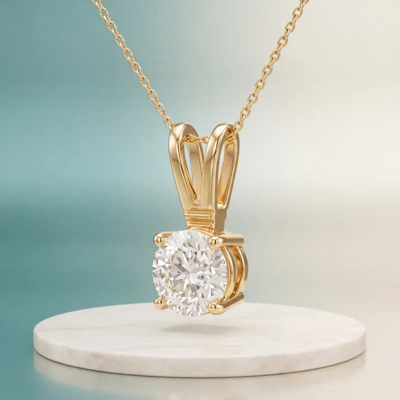Round Lab-Grown Diamond Pendant, 2.00 ct — 14K yellow gold