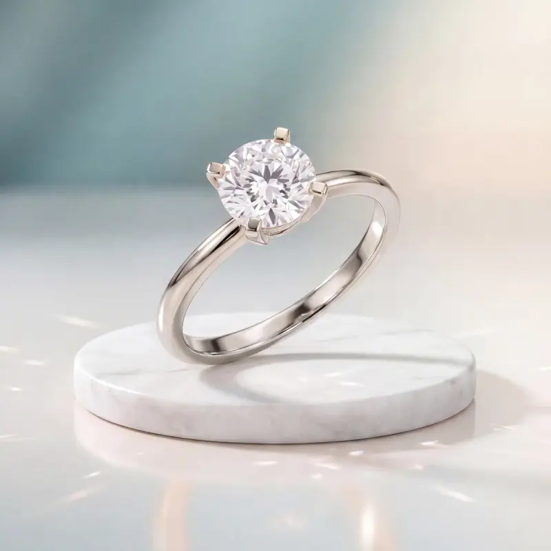 Round Lab-Grown Diamond Solitaire Ring, 2.00 ct — 14K white gold