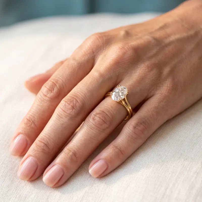 Oval Lab-Grown Diamond Solitaire Ring, 1.50 ct — 14K yellow gold (2/2)