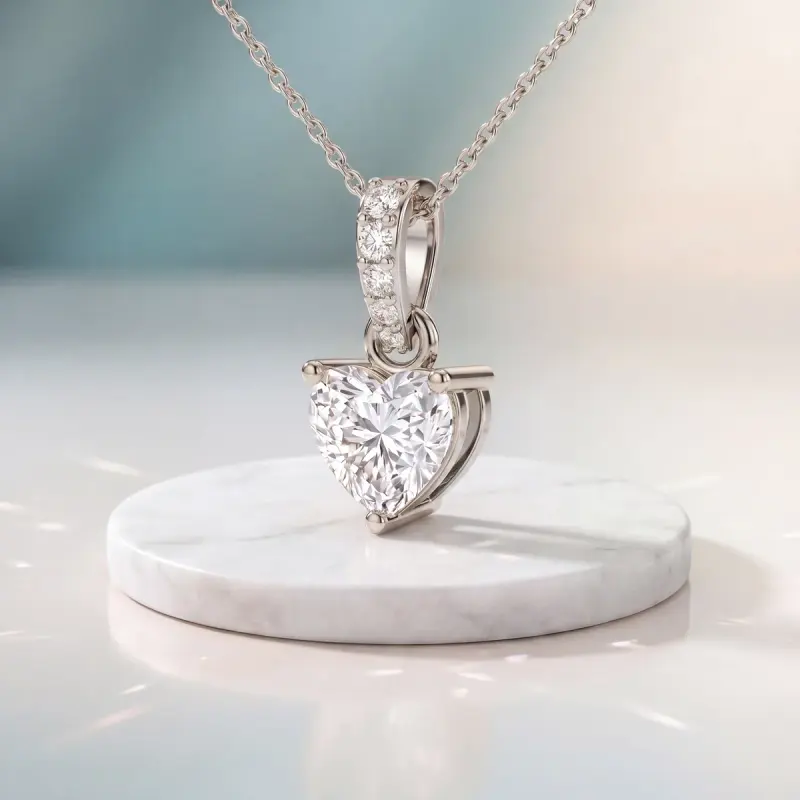 Heart Lab-Grown Diamond Pendant, 2.00 ct — 14K white gold