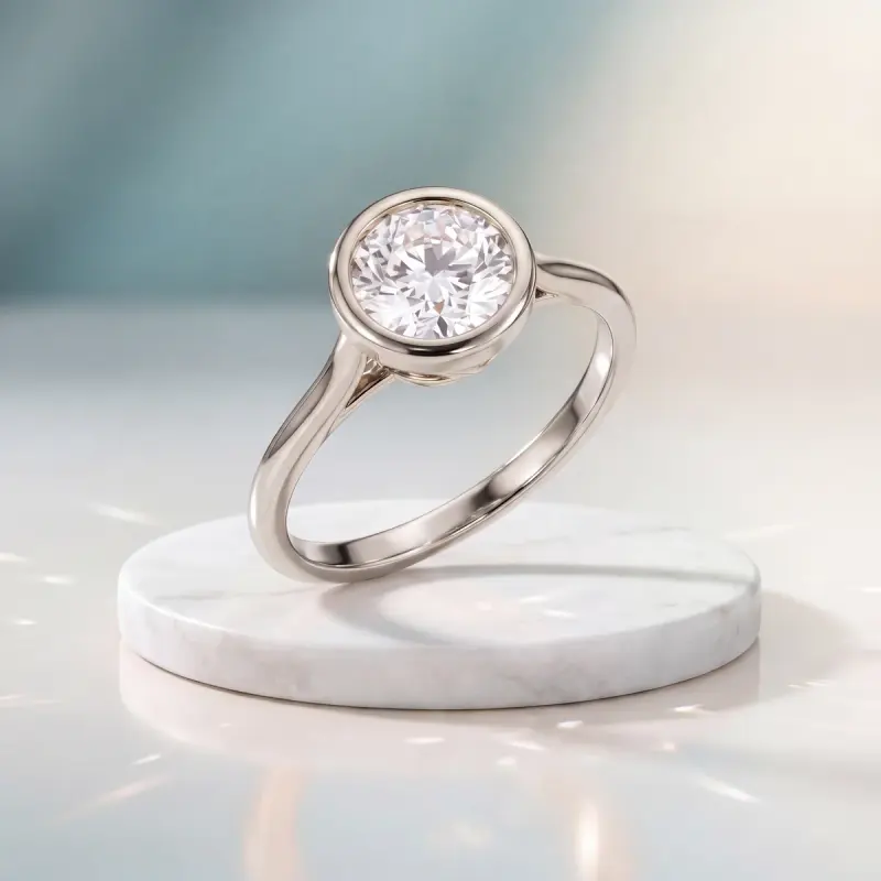 Round Lab-Grown Diamond Solitaire Ring, 2.00 ct — 14K white gold