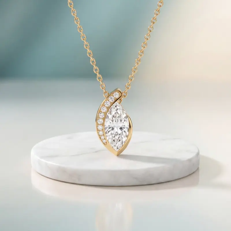 Marquise Lab-Grown Diamond Pendant, 2.40 ct — 14K yellow gold