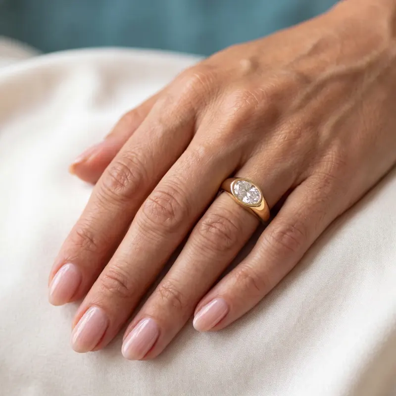 Oval Lab-Grown Diamond Solitaire Ring, 2.00 ct — 14K yellow gold