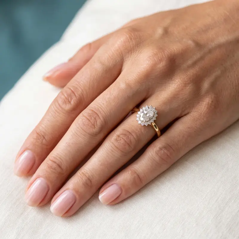 Oval Lab-Grown Diamond Ring with Side Stones, 1.41 ct — 14K yellow gold (2/2)