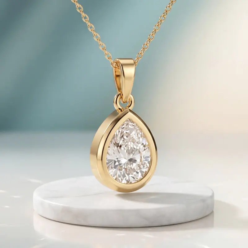 Pear Lab-Grown Diamond Pendant, 1.75 ct — 14K yellow gold