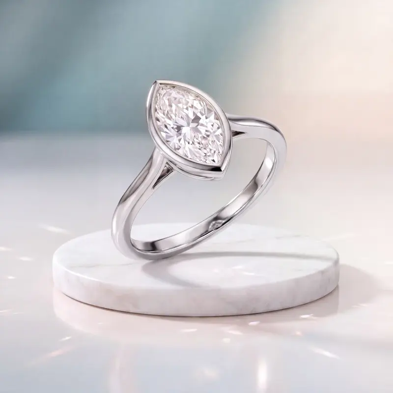 Marquise Lab-Grown Diamond Solitaire Ring, 2.05 ct — 14K white gold