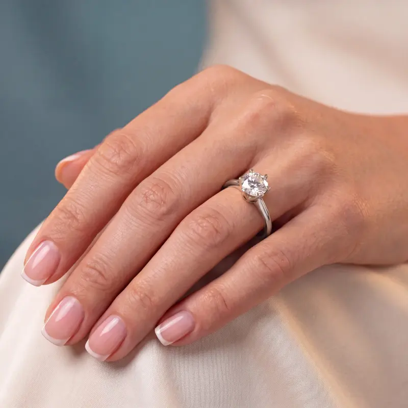 Round Lab-Grown Diamond Solitaire Ring, 2.00 ct — 14K white gold