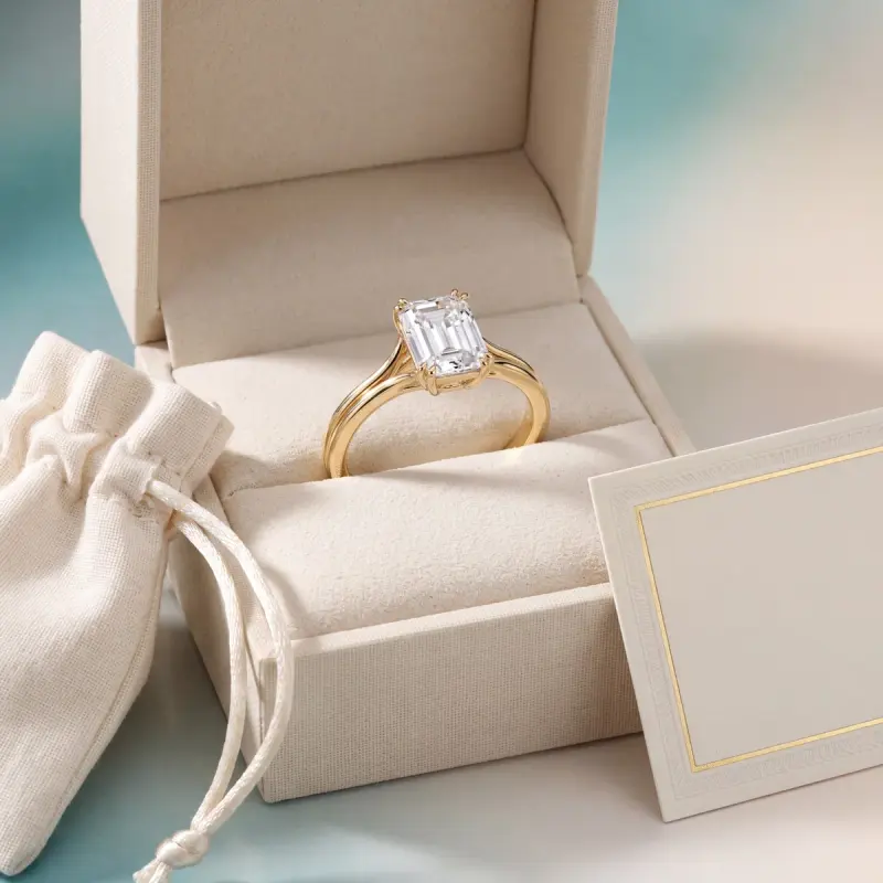 Emerald Lab-Grown Diamond Solitaire Ring, 1.50 ct — 14K yellow gold (3/3)
