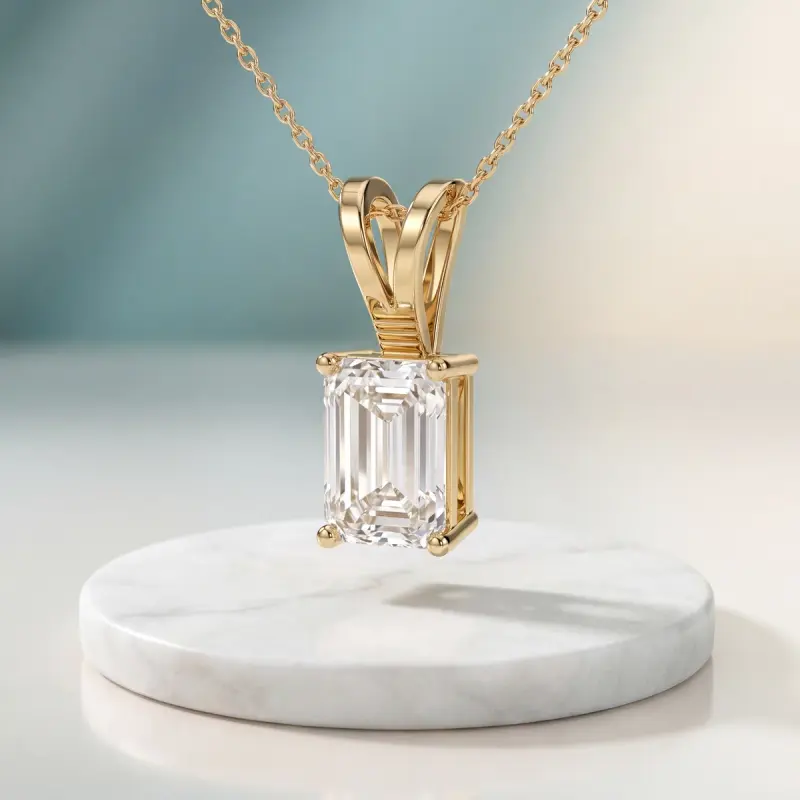 Emerald Lab-Grown Diamond Pendant, 1.74 ct — 14K yellow gold