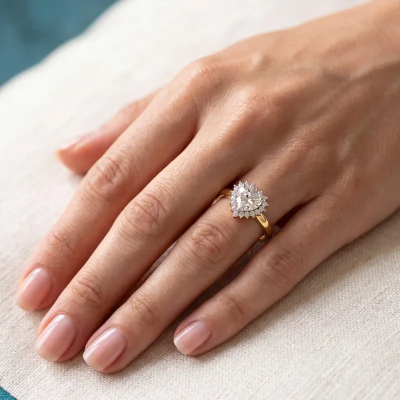 Heart Lab-Grown Diamond Ring with Side Stones, 2.00 ct — 14K yellow gold (2/2)