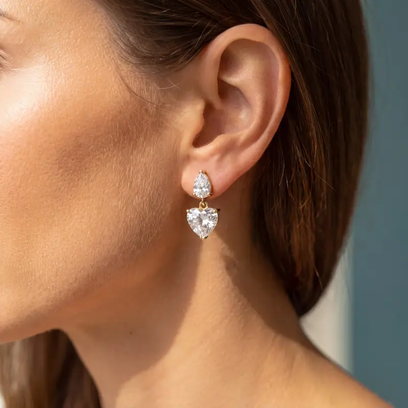 Heart Lab-Grown Diamond Earrings, 4.78 ct total — 14K yellow gold (2/2)