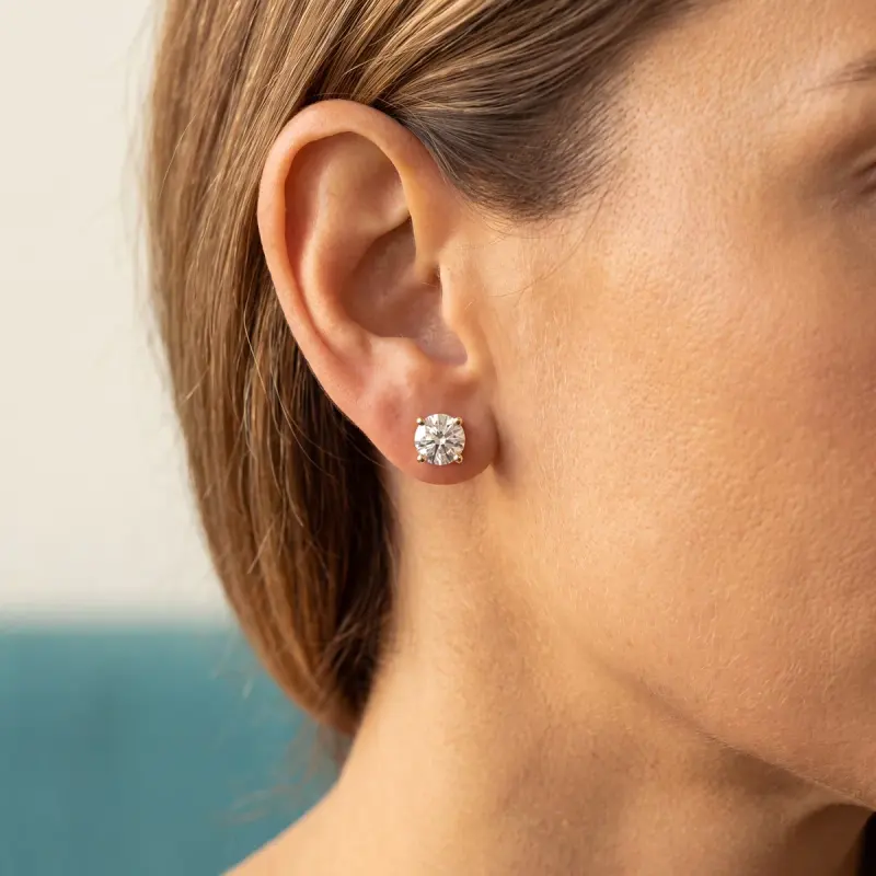 Round Lab-Grown Diamond Earrings, 4.00 ct total — 14K yellow gold (2/2)