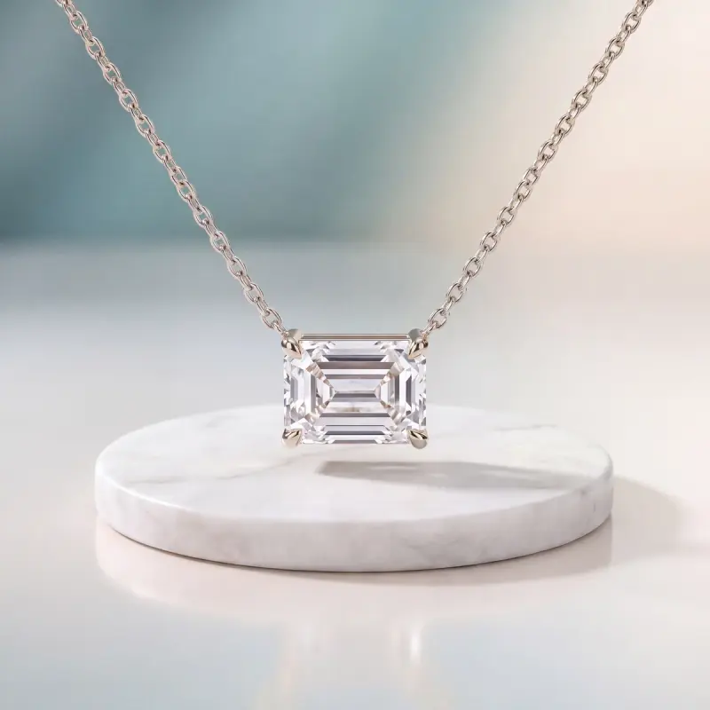 Emerald Lab-Grown Diamond Pendant, 1.74 ct — 14K white gold