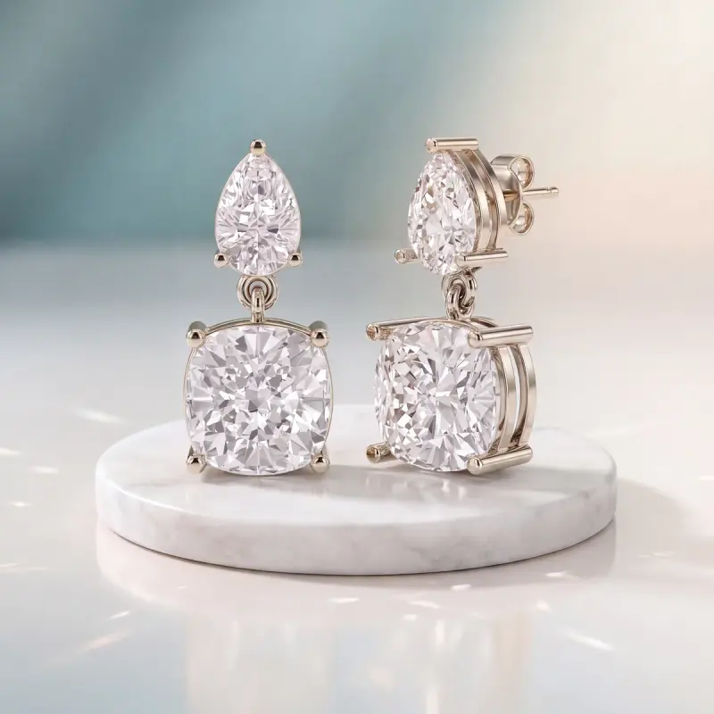 Pear Lab-Grown Diamond Earrings, 4.78 ct total — 14K white gold