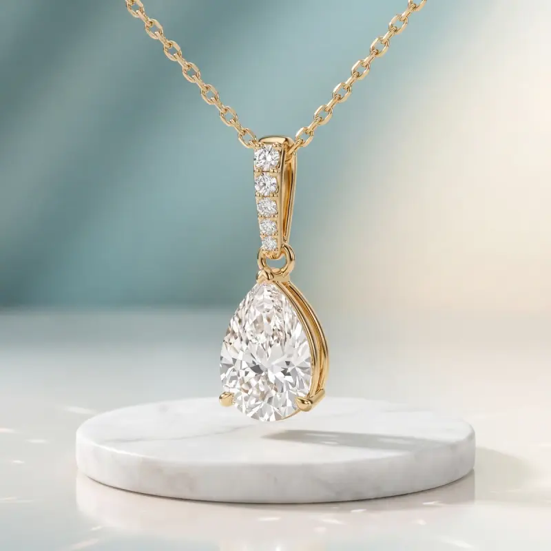 Pear Lab-Grown Diamond Pendant, 1.75 ct — 14K yellow gold