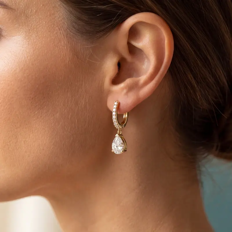 Pear Lab-Grown Diamond Drop Earrings, 2.84 ct total — 14K yellow gold (2/2)