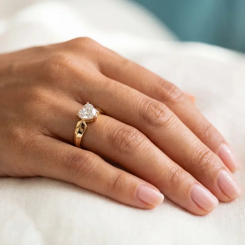 Heart Lab-Grown Diamond Solitaire Ring, 1.25 ct — 14K yellow gold