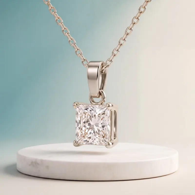 Princess Lab-Grown Diamond Pendant, 2.00 ct — 14K white gold