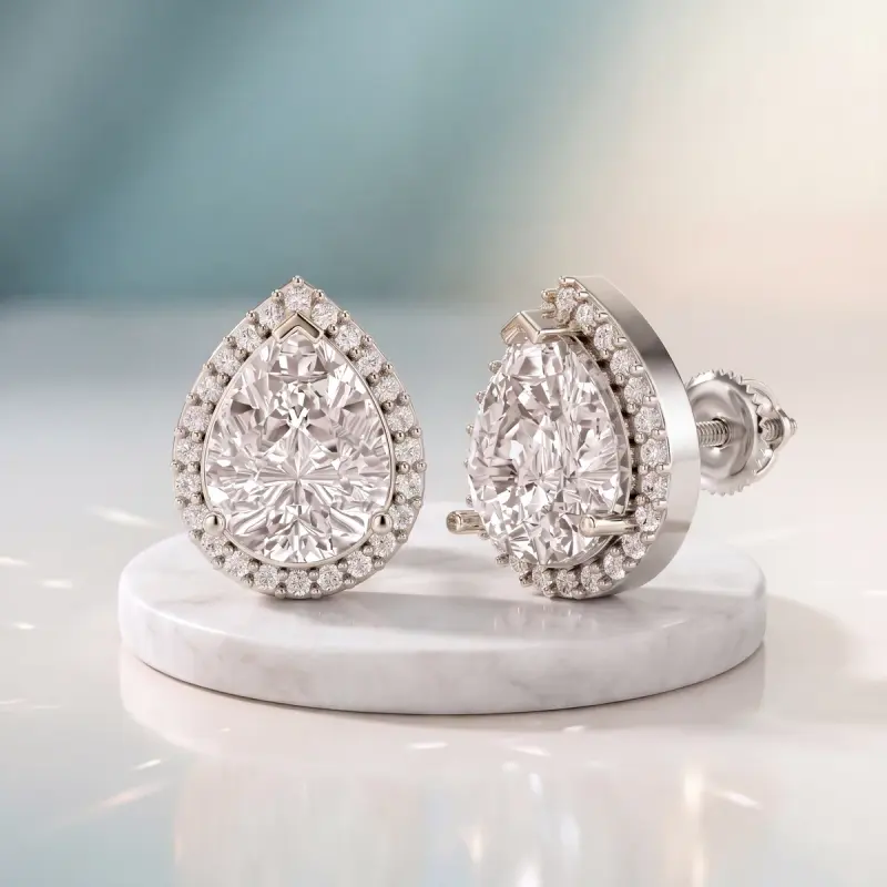 Pear Lab-Grown Diamond Earrings, 4.35 ct total — 14K white gold