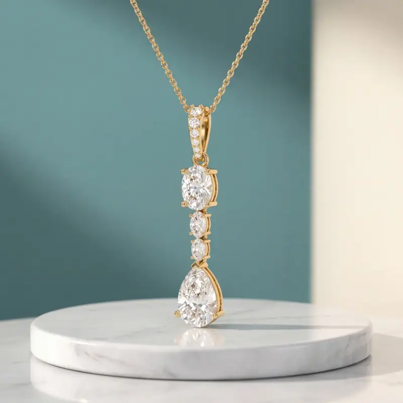 Pear Lab-Grown Diamond Pendant, 2.50 ct — 14K yellow gold