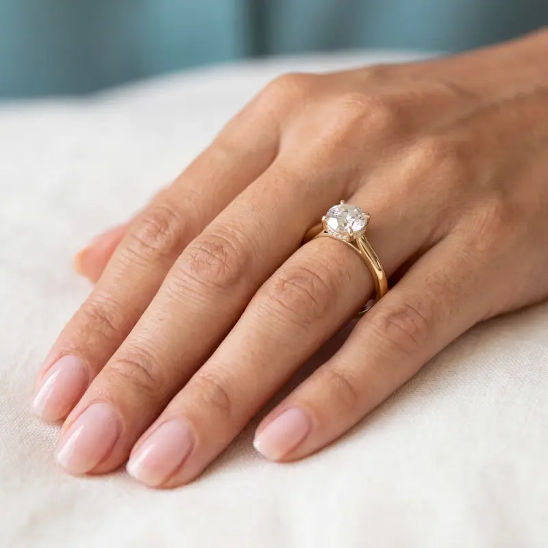 Round Lab-Grown Diamond Ring with Side Stones, 1.40 ct — 14K yellow gold (2/2)