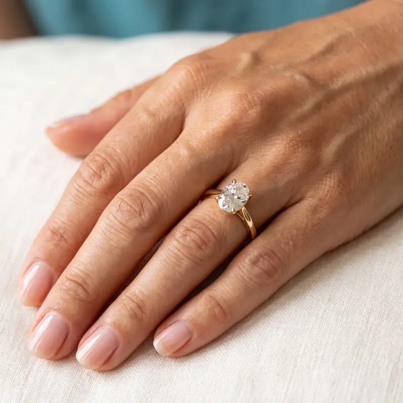 Oval Lab-Grown Diamond Solitaire Ring, 2.00 ct — 14K yellow gold