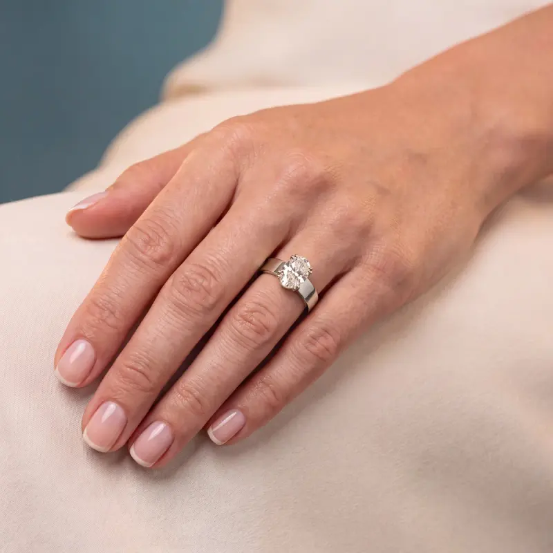 Oval Lab-Grown Diamond Solitaire Ring, 2.00 ct — 14K white gold