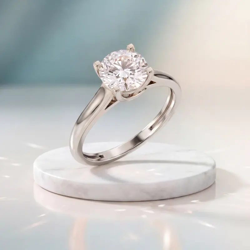 Round Lab-Grown Diamond Solitaire Ring, 2.00 ct — 14K white gold
