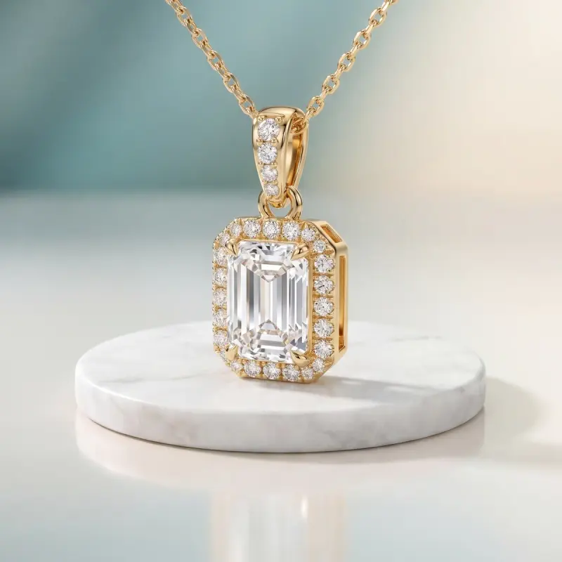 Emerald Lab-Grown Diamond Pendant, 1.74 ct — 14K yellow gold