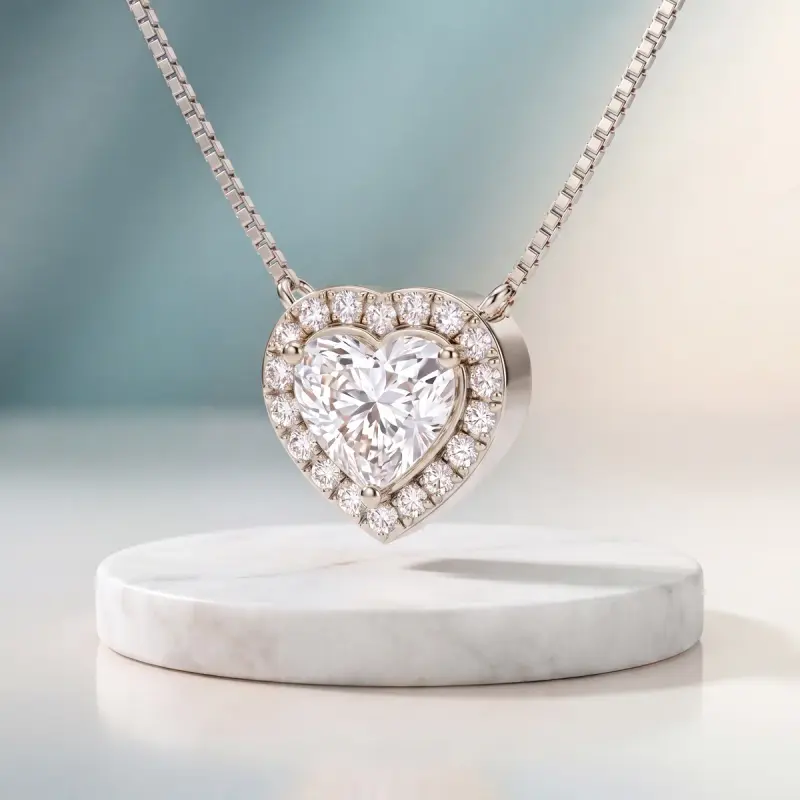 Heart Lab-Grown Diamond Pendant, 1.85 ct — 14K white gold