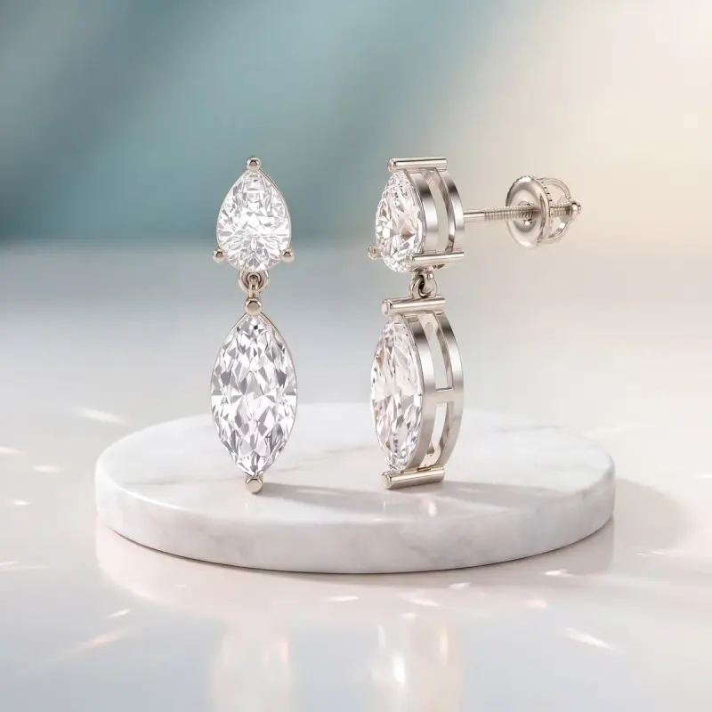 Marquise Lab-Grown Diamond Earrings, 4.40 ct total — 14K white gold