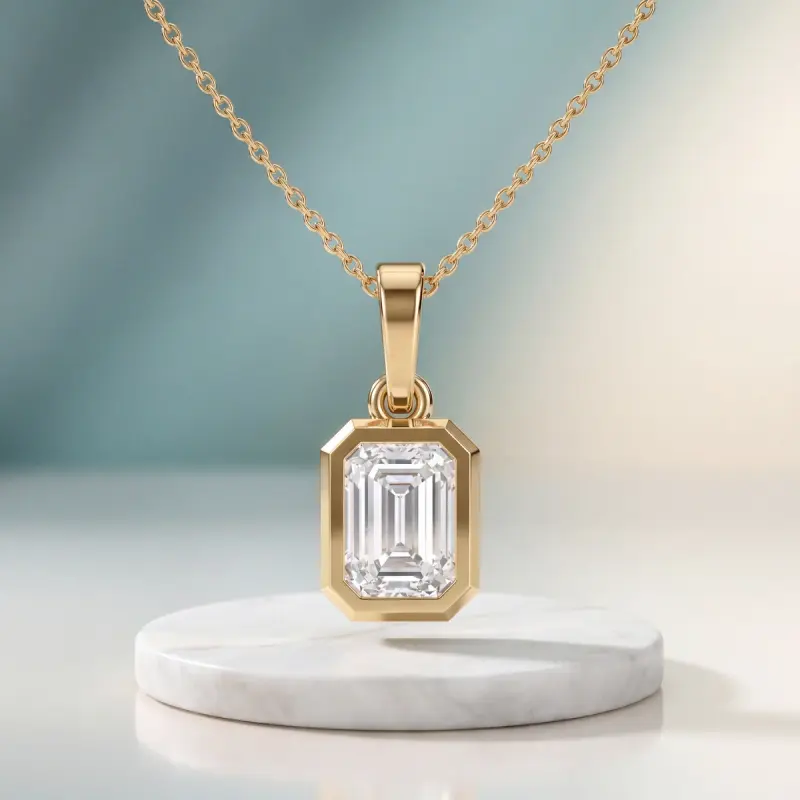 Emerald Lab-Grown Diamond Pendant, 1.74 ct — 14K yellow gold