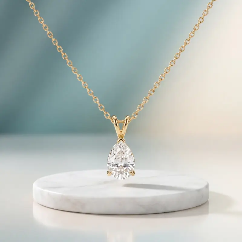 Pear Lab-Grown Diamond Pendant, 2.00 ct — 14K yellow gold