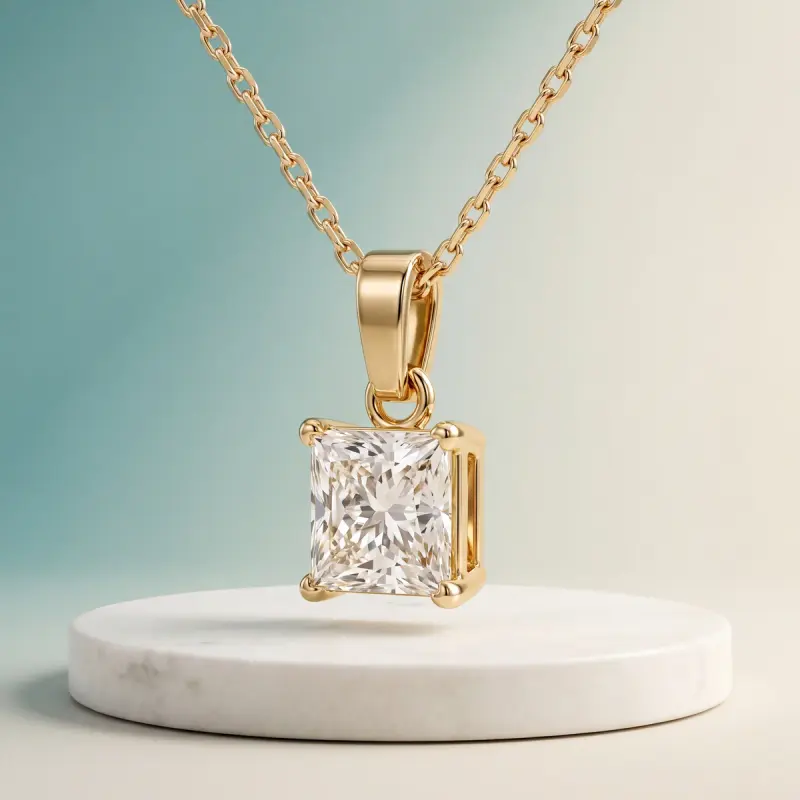 Princess Lab-Grown Diamond Pendant, 2.00 ct — 14K yellow gold