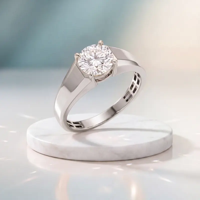 Round Lab-Grown Diamond Solitaire Ring, 1.35 ct — 14K white gold