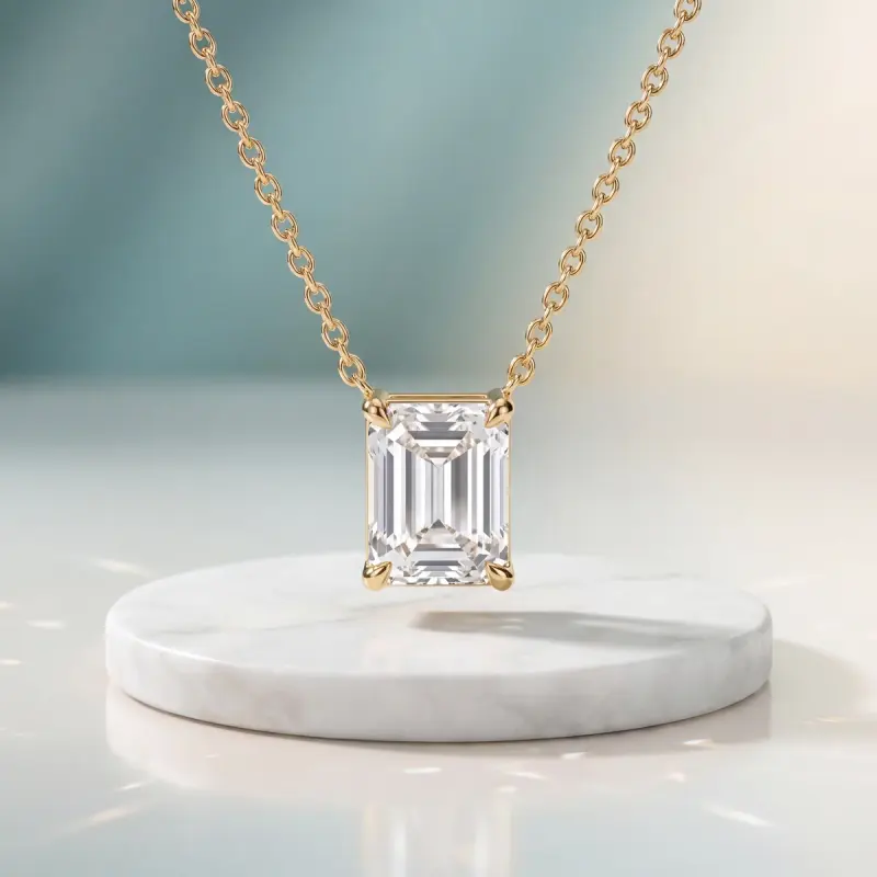Emerald Lab-Grown Diamond Pendant, 2.00 ct — 14K yellow gold