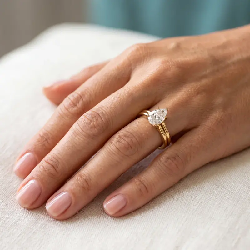 Pear Lab-Grown Diamond Solitaire Ring, 1.50 ct — 14K yellow gold