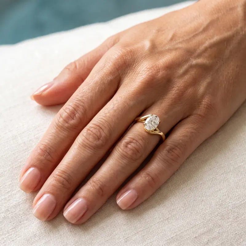 Oval Lab-Grown Diamond Solitaire Ring, 1.50 ct — 14K yellow gold