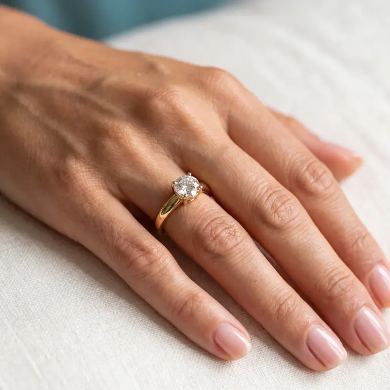 Round Lab-Grown Diamond Solitaire Ring, 2.00 ct — 14K yellow gold (2/2)