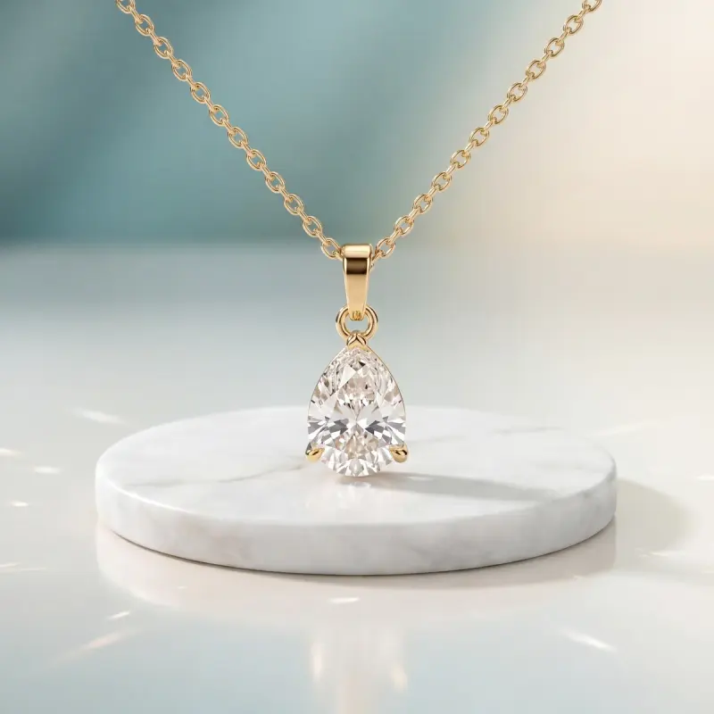 Pear Lab-Grown Diamond Pendant, 2.00 ct — 14K yellow gold
