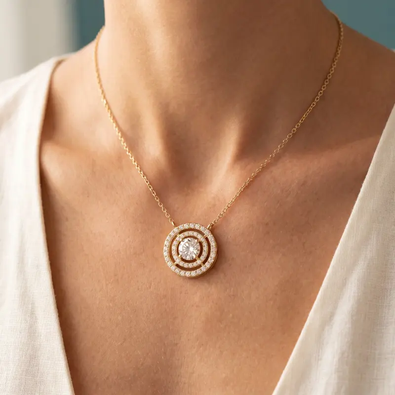 Round Lab-Grown Diamond Pendant, 2.00 ct — 14K yellow gold (2/2)